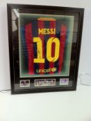 Lionel Messi personally signed Barcelona No. 10 shirt with lights 3D - Size 27 x 33 inches -