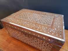 INDIAN INLAID CAMPAIGN TRAVELLING BOX 19TH CENTURY. Condition: losses to inlay and edging, minor