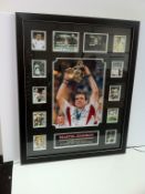 Rugby Union's Martin Johnson signed photo montage - Size 27 x 33 inches - Estimated value £130-£150.