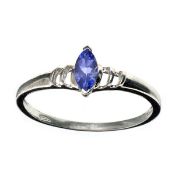 Marquise Cut Tanzanite Gemstone (0.30ct) & Platinum over Silver Ring.