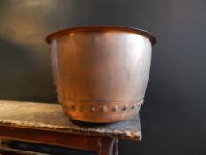 19TH CENTURY COPPER PLANTER – “COPPER”. This Copper is stamped E V W around a milk churn with the