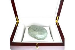 Very Rare Guatemalan 1,447.95ct Oval Cut Jade Gemstone. Appraisal value $57,918 approx £37,571