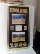 Personally signed Hurst & Peters card within centre of 1966 world cup win over Germany montage -