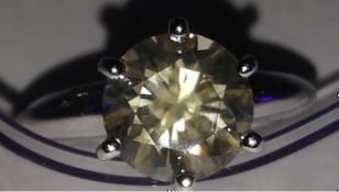 3 CARAT FANCY COLOURED DIAMOND RING SET IN 14K WHITE GOLD. This ring is totally stunning.