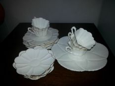 Beautiful Victorian Part Tea Set, Fluted White Porcelain with Gilt Edging - INCLUDES FREE UK
