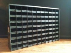 INDUSTRIAL METAL GREEN ENAMEL PIGEON HOLES.