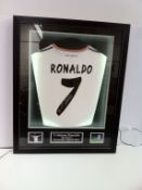 Ronaldo personally signed Real Madrid Shirt 3D - Size 27 x 33 inches - Estimated value £325-£360.