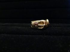 9 Carat Yellow Gold Mens Belt Buckle Ring. Weighing approx 14.63 Grammes. Fantastic detail,