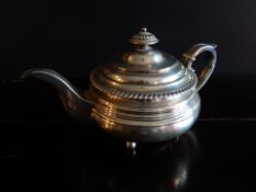 SILVER GEORGIAN TEAPOT. Condition: Un restored