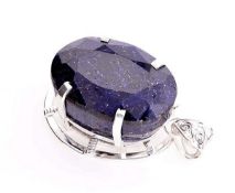 13.2k Designer Sebastian 304.29CT Oval Cut Sapphire and Sterling Silver Pendant - No Reserve