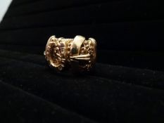 9 Carat Yelow Gold Mens Horse Shoe Belt Buckle Ring, Fantastic Heavy Weight Ring! Weighing Approx