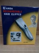 10 x Anda RECHARGEABLE HAIR CLIPPER SET (AD-2021) INCLUDES CLIPPER, CHARGER, SCISSORS, COMB CLEANING
