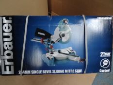 1 x Erbauer 254mm Single Bevel Sliding Mitre Saw. ERB238MSW. Innovative sliding mitre saw