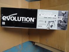 1 x Evolution Mitre Saw Stand supplied with adjustable work support arms. Strong, compact and