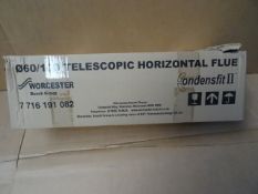 1 x Worcester Bosch 60/100 TeleScopic Horizontal Flue. Condensfit II.  RRP £80! Brand new and