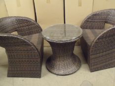 Brand New Trio Set. His n Hers Patio Set with Side Table - Multi Brown all Weather Rattan.