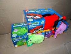 24 x Brite Power Animated Slippers (Piggy, Ladybird and Aligator) Designs and Sizes May Vary!