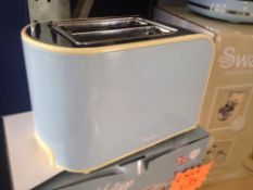 Swan Retro Vintage 2 Slice Toaster Kitchen 800W - Blue    Brand New with 2 Year Manufacturer