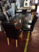 Stunning Large Glass Topped Dining Table with 6 Faux Leather Dining Chairs   Used but in