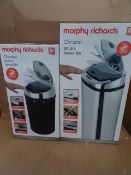 2 x Morphy Richards Chroma Sensor Bins. Includes 1 x 30L and 1 x 50L. Hygenic Hands Free Sensor