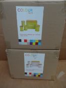 2 x Colourmatch 5 Piece Bamboo Lip Kitchen Storage Sets. Each Include: Bread bin, sugar tin,