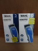 2 x Wahl Homepro Corded Hair Clippers. 0.8mm to 13mm cutting lengths, precision blades. Makes hair