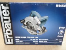 1 x Erbauer 1500W 185MM Circular Saw, Model: ERB402CSW. Professional saw with laser guide, spindle