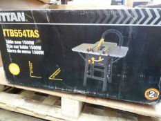 1 x Titan Table Saw 1500W.  Powder coated saw table with aluminium stop rails for accurate cuts