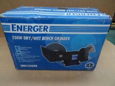 1 x Energer 250W Wet/Dry Bench Grinder. Variable Speed, Model number: ENB520GRB. New and boxed. Very