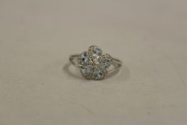 A stunning 5 x Pear Cut clear blue Topaz (No Enhancement) and Silver Ring, size Q