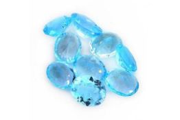 A collection of 9 stunning Oval Cut Majestic French Blue Topaz = 35 carat with eye clean clarity,