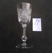 Cut Lead Crystal - set of 6 Wine Glasses - 17cm High - 7.5cm rim