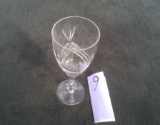 Cut Lead Crystal - set of 6 Wine Glasses - 18cm High - 7cm rim