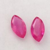 Pair of 5.12ct loose Marquise Cut Red Ruby Gemstones