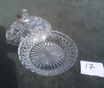 Cut Lead Crystal -Shallow Bowl with Lid - 13cm high (with lid on) 19cm Dia.