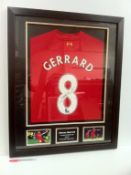 STEVEN GERRARD signed Liverpool shirt in flat deep box. Size approx 26x32x3