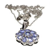 10x Tanzanite gems (1.55ct) & Platinum On Silver Pendant With Chain. Appraisal value $2,289 (£1,533)