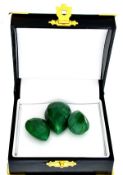 3 x Pear Cut Green Beryl Gemstones 90.61 carats. Appraisal value $1,815.00 approx Â£1,220.21