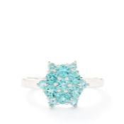 13x Blue Apatite Gemstones 1.09ct silver ring, size N-O. Comes complete with Black presentation box