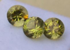 1.79ct Trio of Matched Peridot. Gem valuation index scale for March 2015 $71.79 approx £48.05