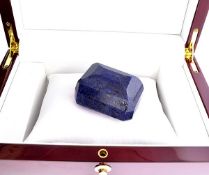 Very large 855.25ct Emerald Cut Blue Sapphire Gemstone. Appraisal value $29,933 approx £20,058.15
