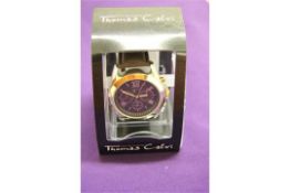 New Gents Thomas Calvi Four Dial yellow metal Watch with yellow metal face, boxed with certificate.