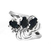 3x Sapphire 1.00ct & 0.02ct Topaz Platinum Over Silver Ring. Appraisal value $1,100 approx £735.64