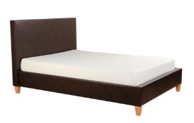 1 X 4'6 Keswick Bed Frame in Chocolate Faux leather. Brand New