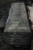 Lebanese Cedar	Air Dried Over 2 years.	Planks:-	Qty	6	@	96	x	22	x	2 & 3 1/4	Approximatly	14.0	Cu ft