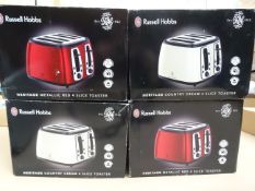 4 x Russell Hobbs Heritage Collection 4 Slice Toasters. RRP £39.99 Each! Total RRP £159.96!