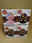 4 x Global Gizmos 6 Inch Rotating Multi coloured disco balls. 5 Different colours to be scattered