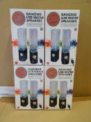 4 x Global Gizmos Dancing USB Water Speakers. USB Powered multi-coloured lights illunminate jets
