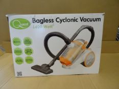 1 x Quest 1400 Watt Bagless Cyclonic Vacuum Cleaner. Multi-Surface cleaning, bagless, compact and