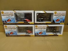 4 x Global Gizmos 3.0 Channel/Infra Red Remote control heliopter's, with flashing LED Light, outdoor